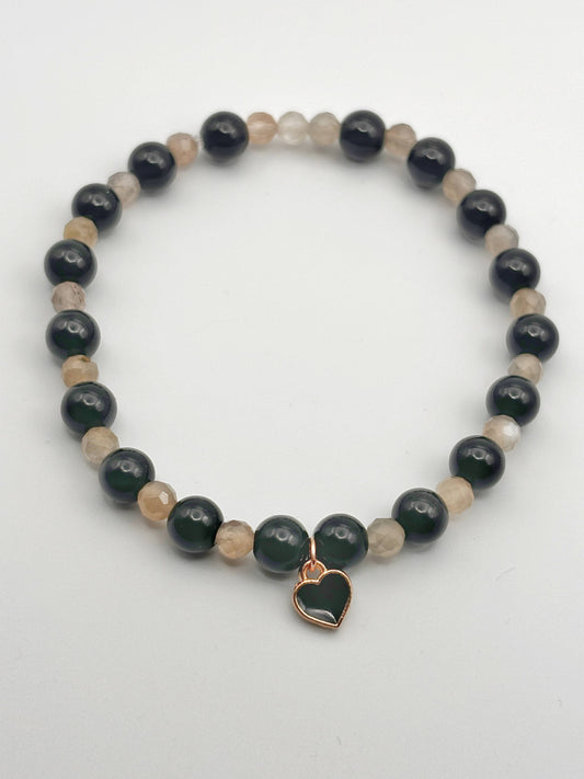 Obsidian and Black Moonstone Bracelet