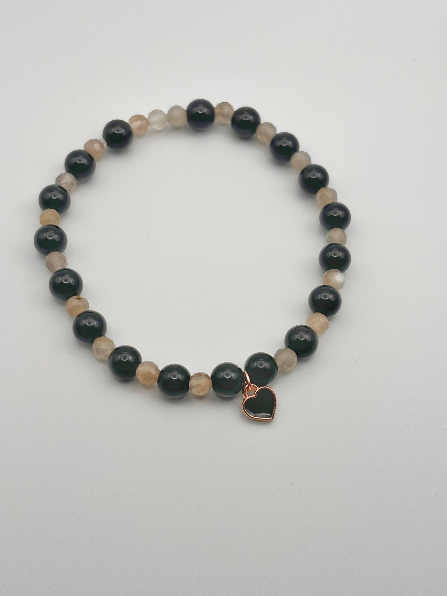 Obsidian and Black Moonstone Bracelet