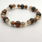 Copper Sunstone, Clear Quartz, and Obsidian Gemstone Bracelet